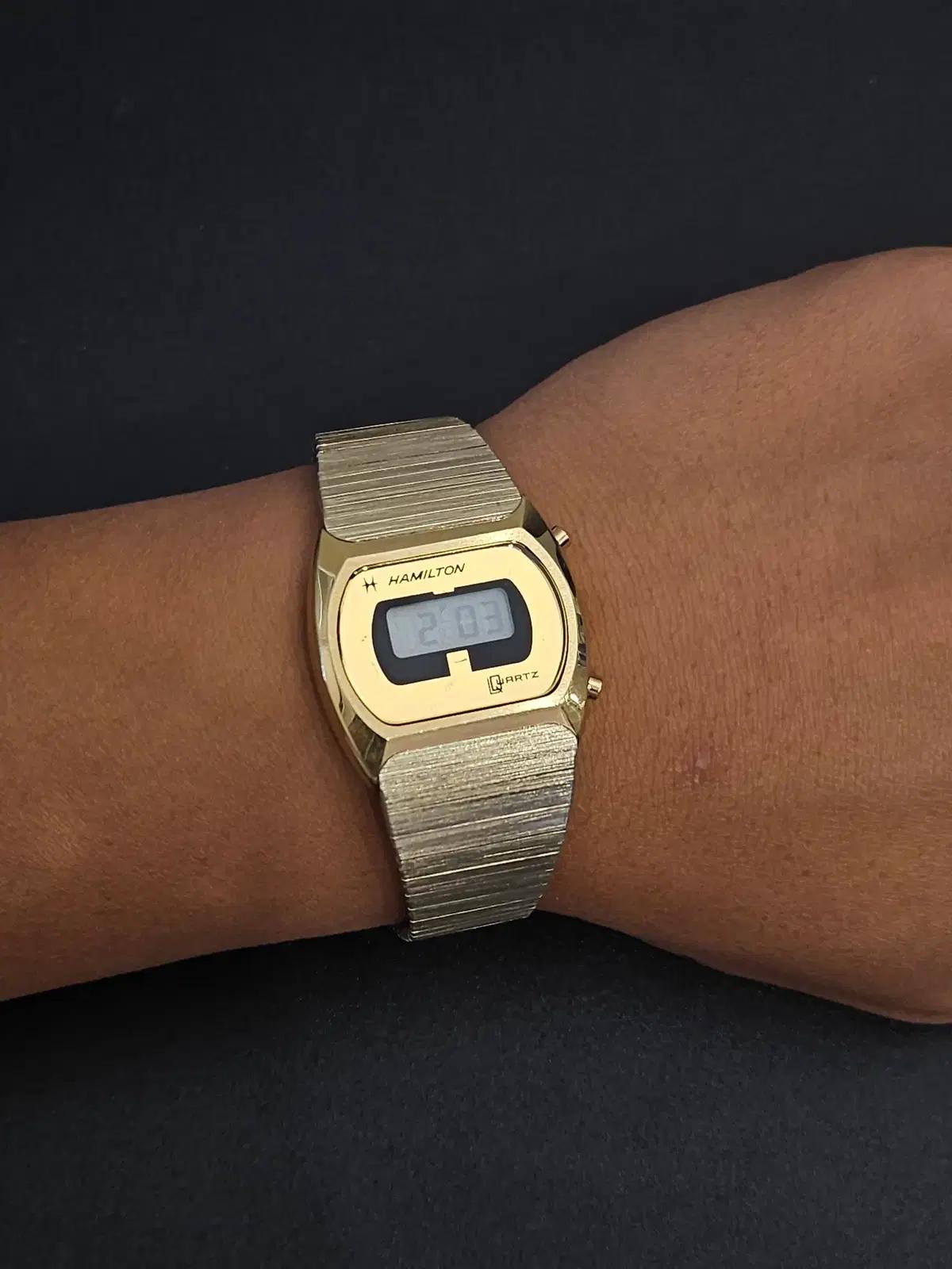 80s 14k HAMILTON LCD Digital Watch