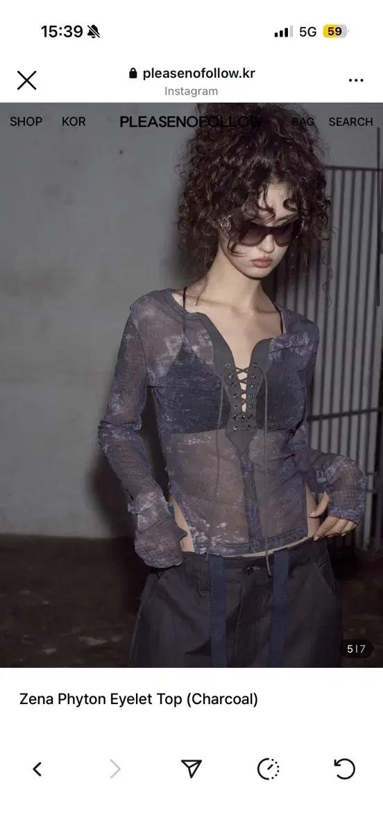 플리즈노팔로우 zena phyton eyelet top 차콜