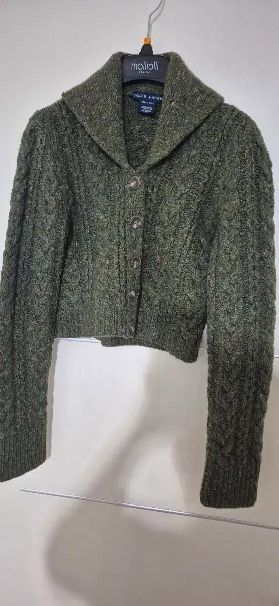 폴로 캐시미어 크롭가디건 핸드니트