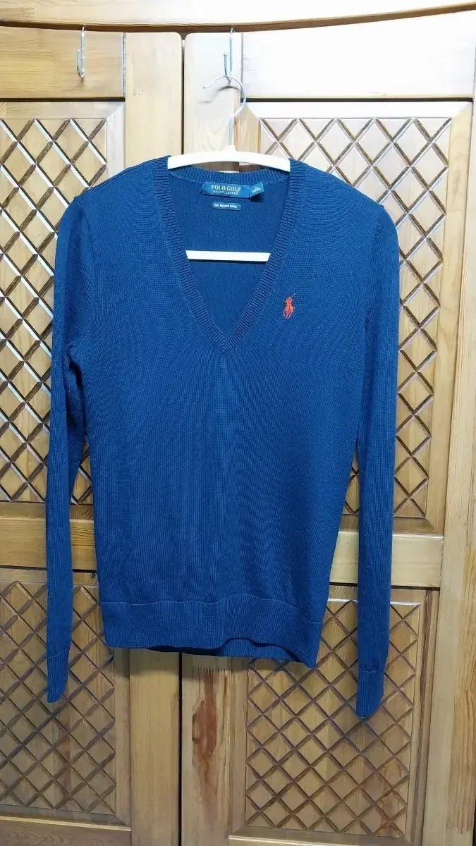 폴로 골프 V넥 니트 울100%.55