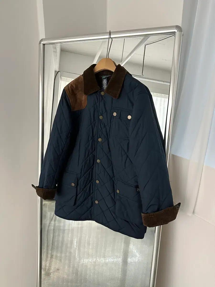 폴로 랄프로렌 캠튼 퀼팅 헌팅 자켓 코듀로이 스웨이드 타탄 체크 네이비