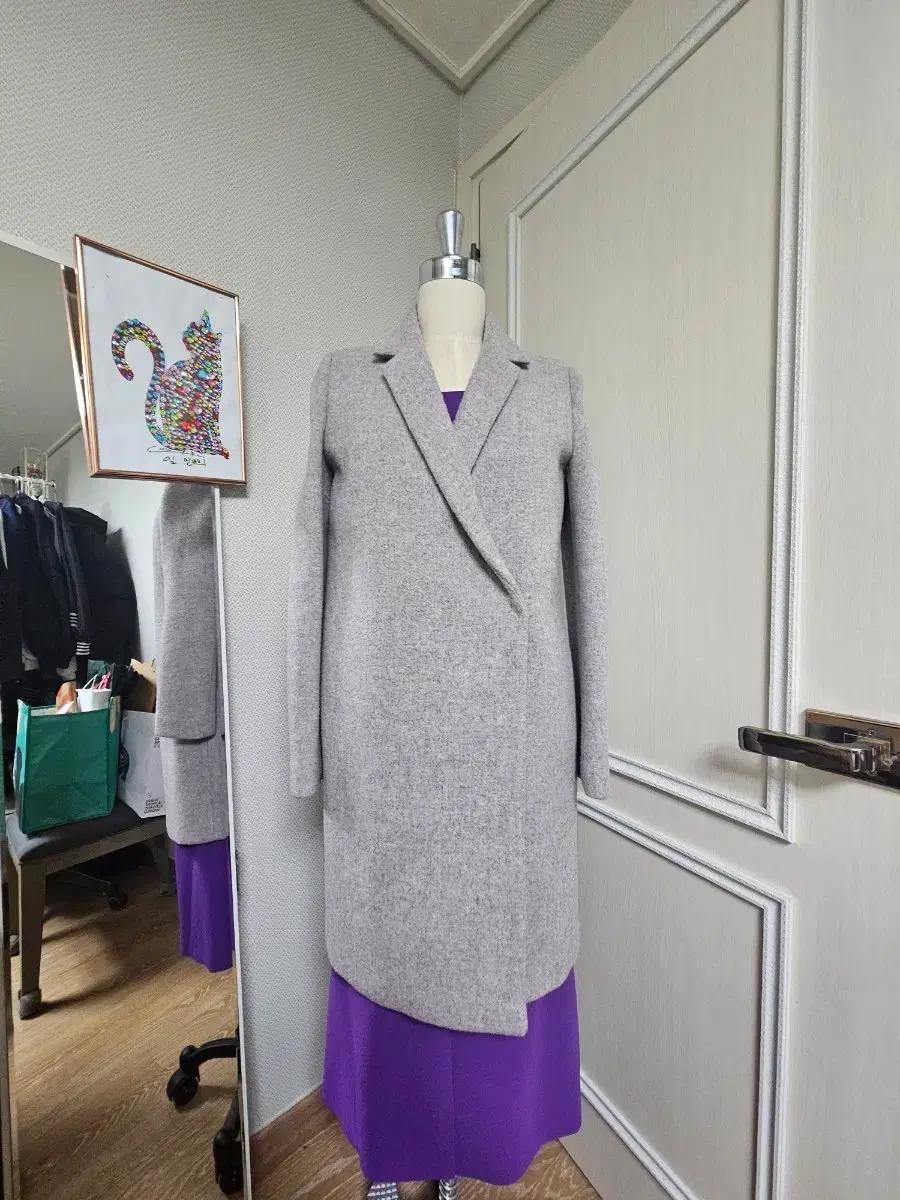 모조에스핀 그레이 랩 스타일 롱 코트(55)