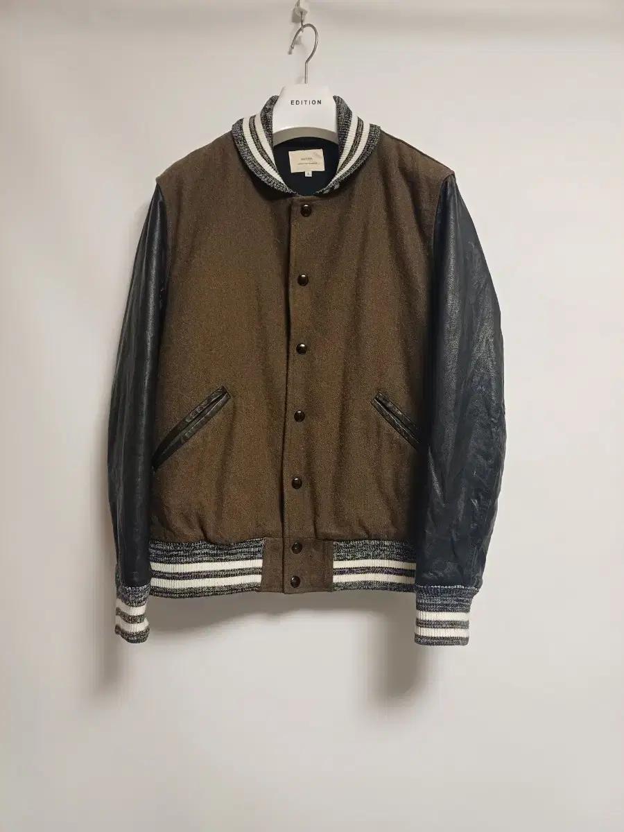 프릭스스토어[FREAK'S STORE] 울 가죽 바시티 자켓 L