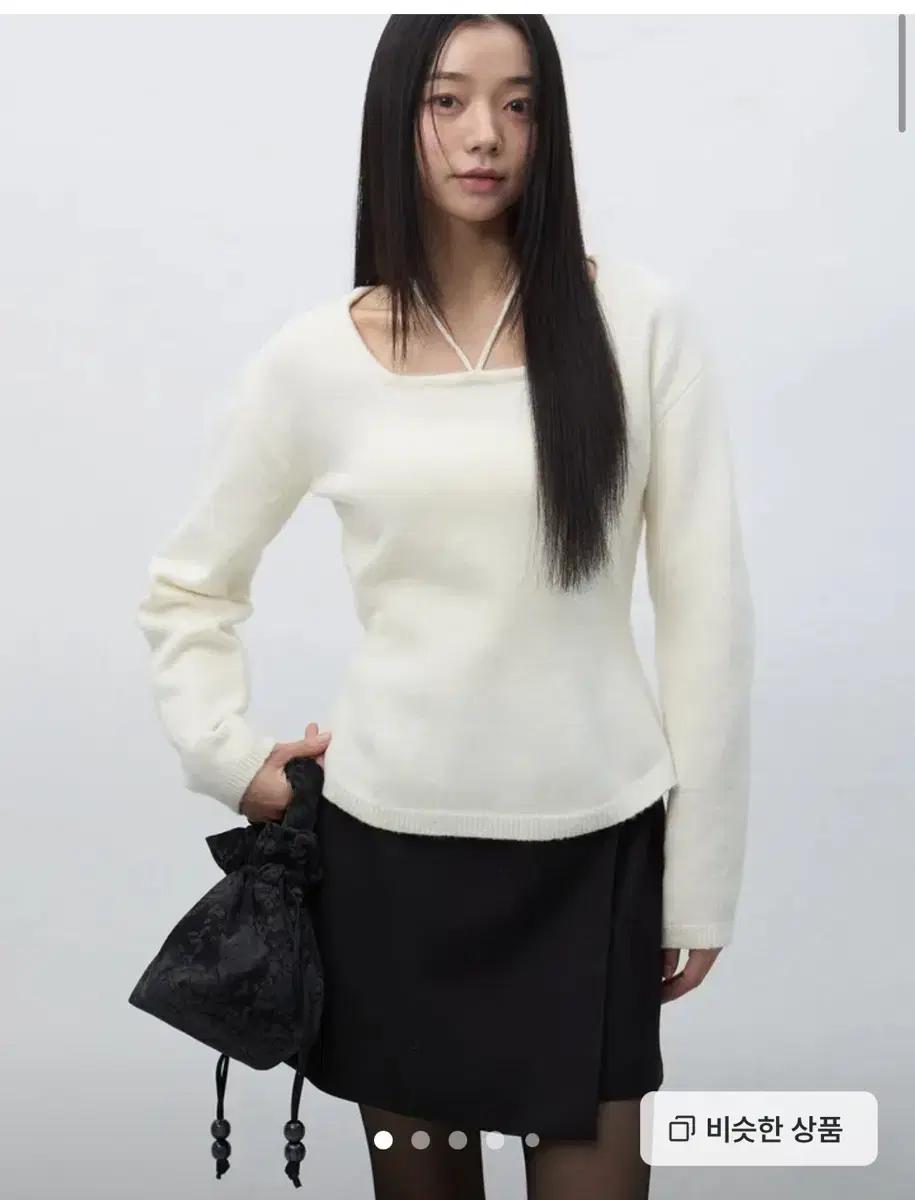 제너럴아이디어 스트랩 니트 풀오버 아이보리 S