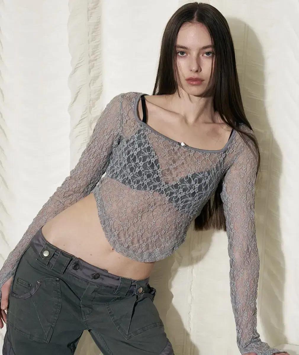 택포) 플리즈노팔로우 플노팔 레이첼 레이스 탑 그레이