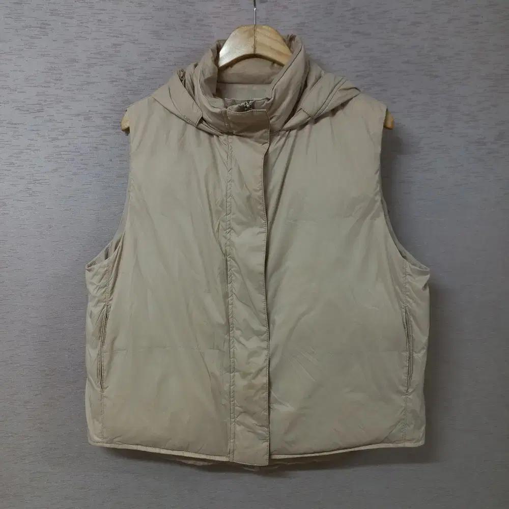 A12-23/I-D STUDIO 베이지 집업 오리털 패딩조끼 여성