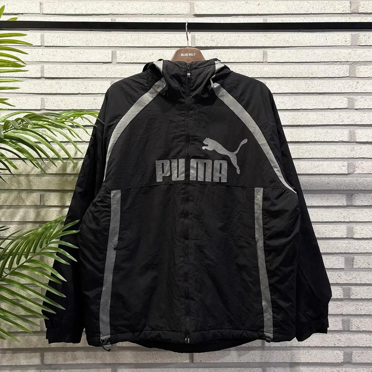 PUMA 퓨마 00s 패디드 퍼포먼스 자켓 빅로고 패널 디테일 차콜