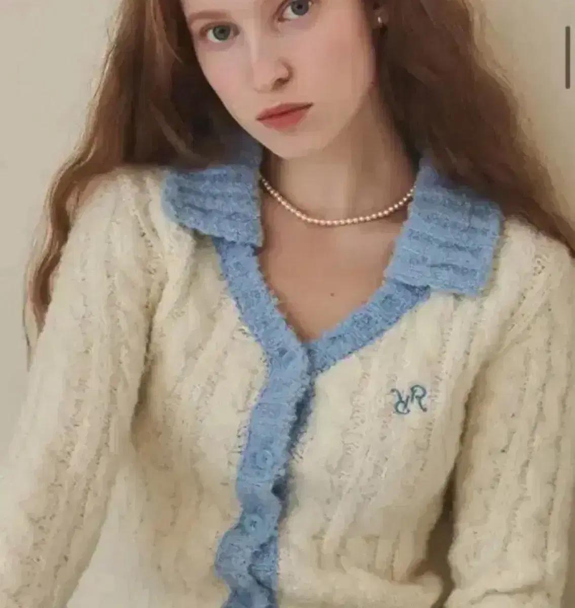 론론 collar cable boucle alpaca knit 가디건