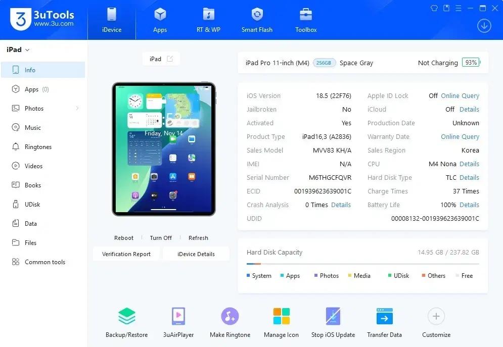 [정품케이스포함] 아이패드 프로11 M4 256gb WiFi 그레이색상