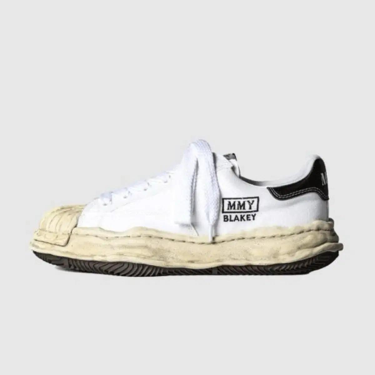 메종 미하라 야스히로 블레이키 OG 다이드 캔버스 로우탑 스니커즈 화이트