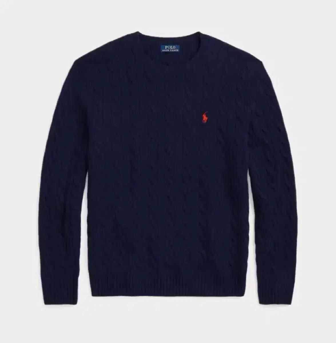 폴로 울 캐시미어 케이블 니트