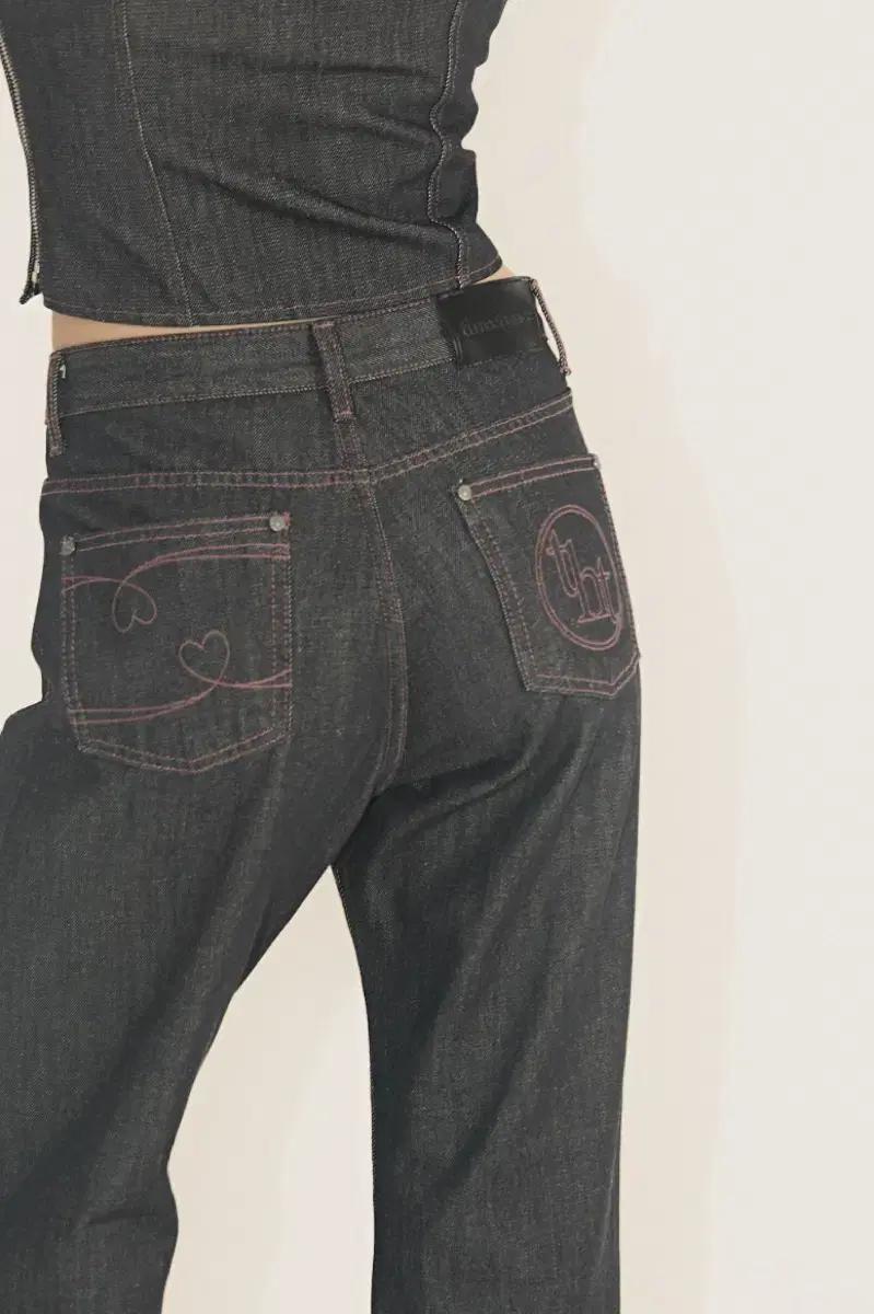 쓰리타임즈 핑크 로우 데님 M