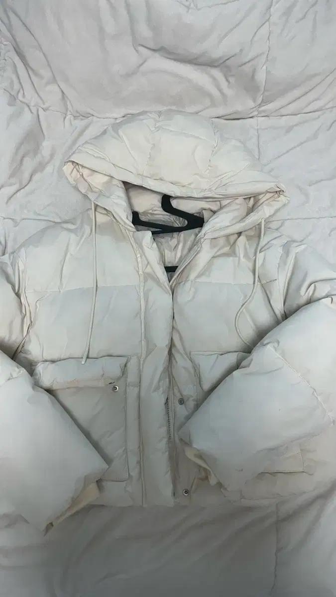 스파오 후드 크롭 푸퍼 교신가능