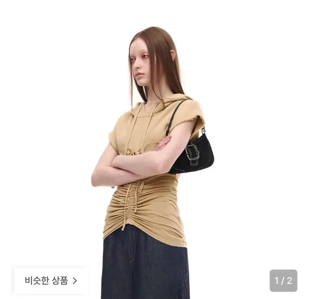 오소이 숄더 브로클 스몰 데님 블랙