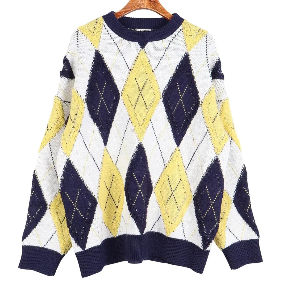 제너럴아이디어 스탠다드 오버핏 아가일 니트 S