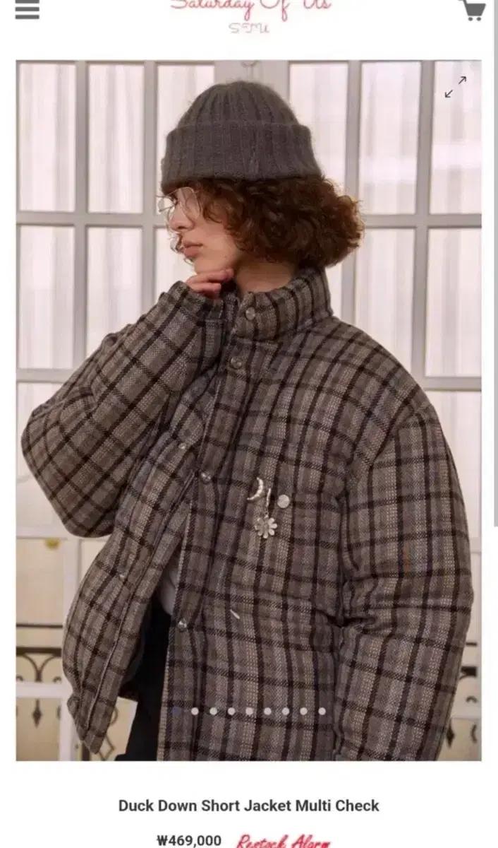 [M] STU 덕 다운 숏 자켓 멀티 체크 패딩