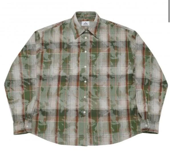 [L] mjd 오버사이즈 체크 셔츠 빈티지 그린