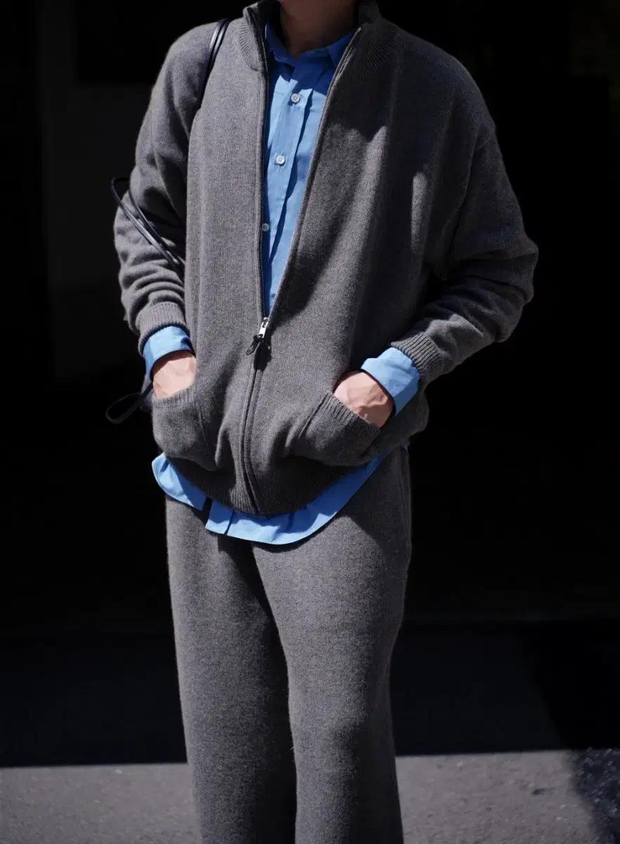 Herill 헤릴 골든 캐시 집업 스웨터 Top Gray