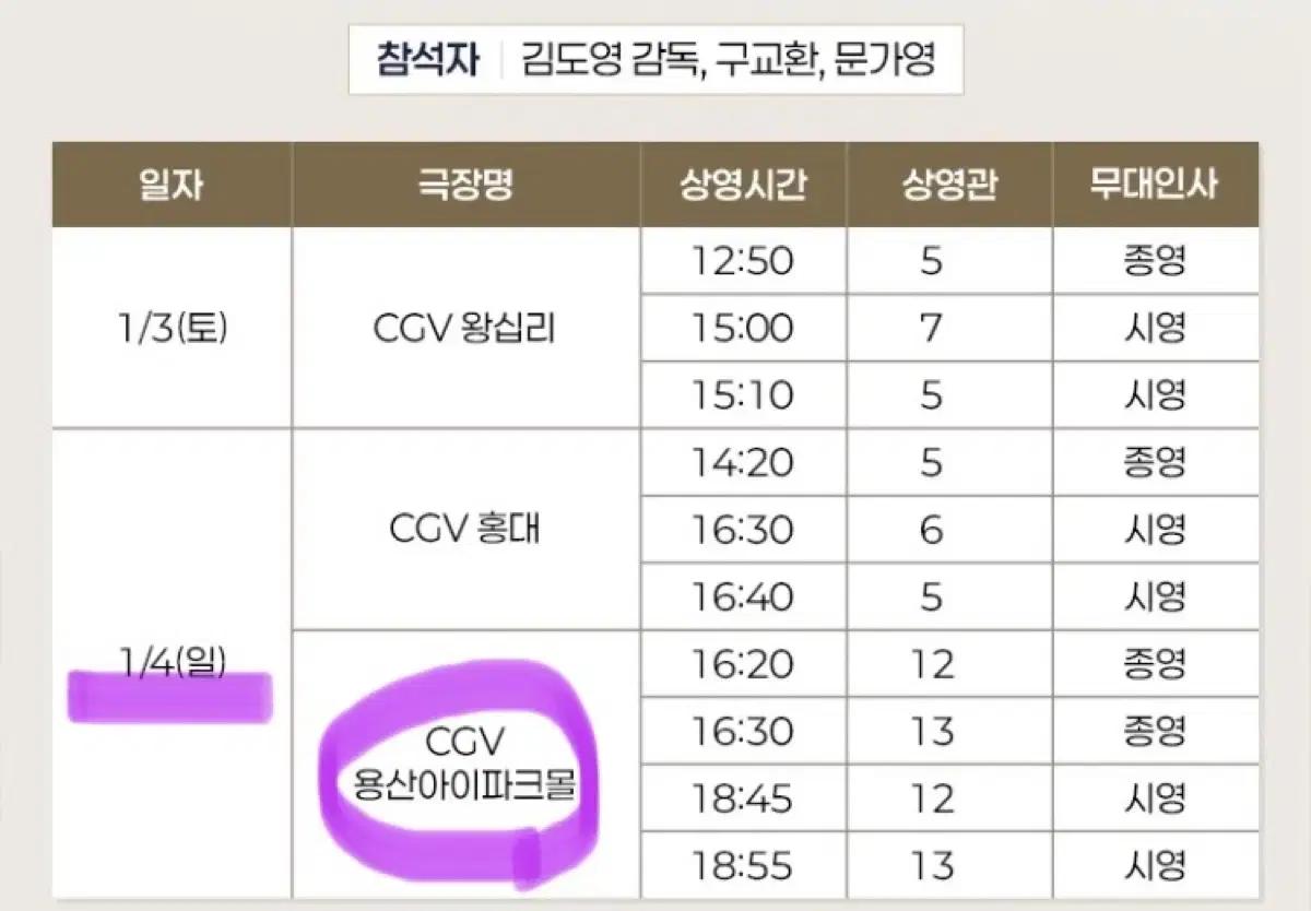 만약에우리 1/4일 CGV용산(통로석*)각 1석가격/무대인사