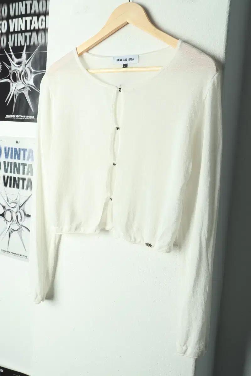 W(L) 제너럴 아이디어 니트 가디건 경량 화이트-169CC