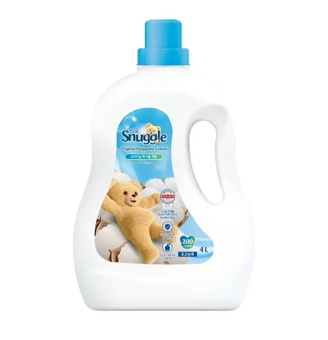 스너글 초고농축 섬유유연제 오리지널 허거블 코튼 본품, 4L, 1개