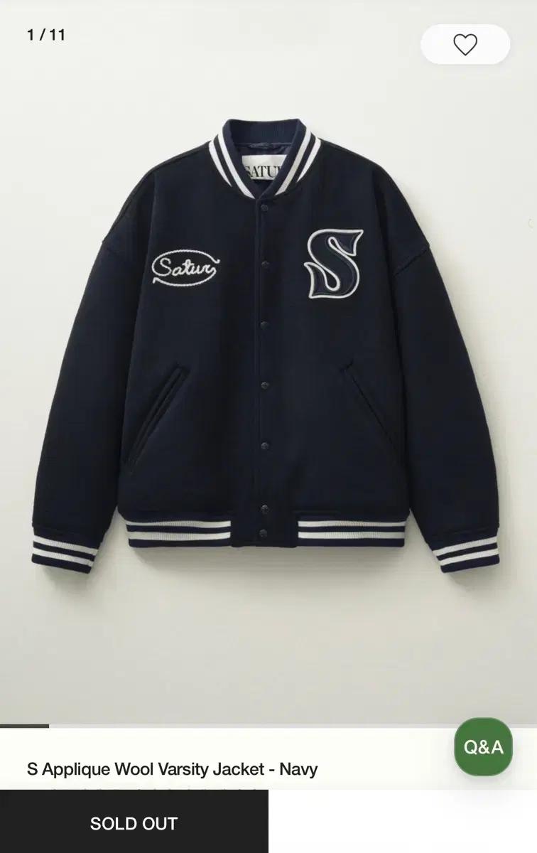 세터 아플리케 울 바시티 자켓 네이비