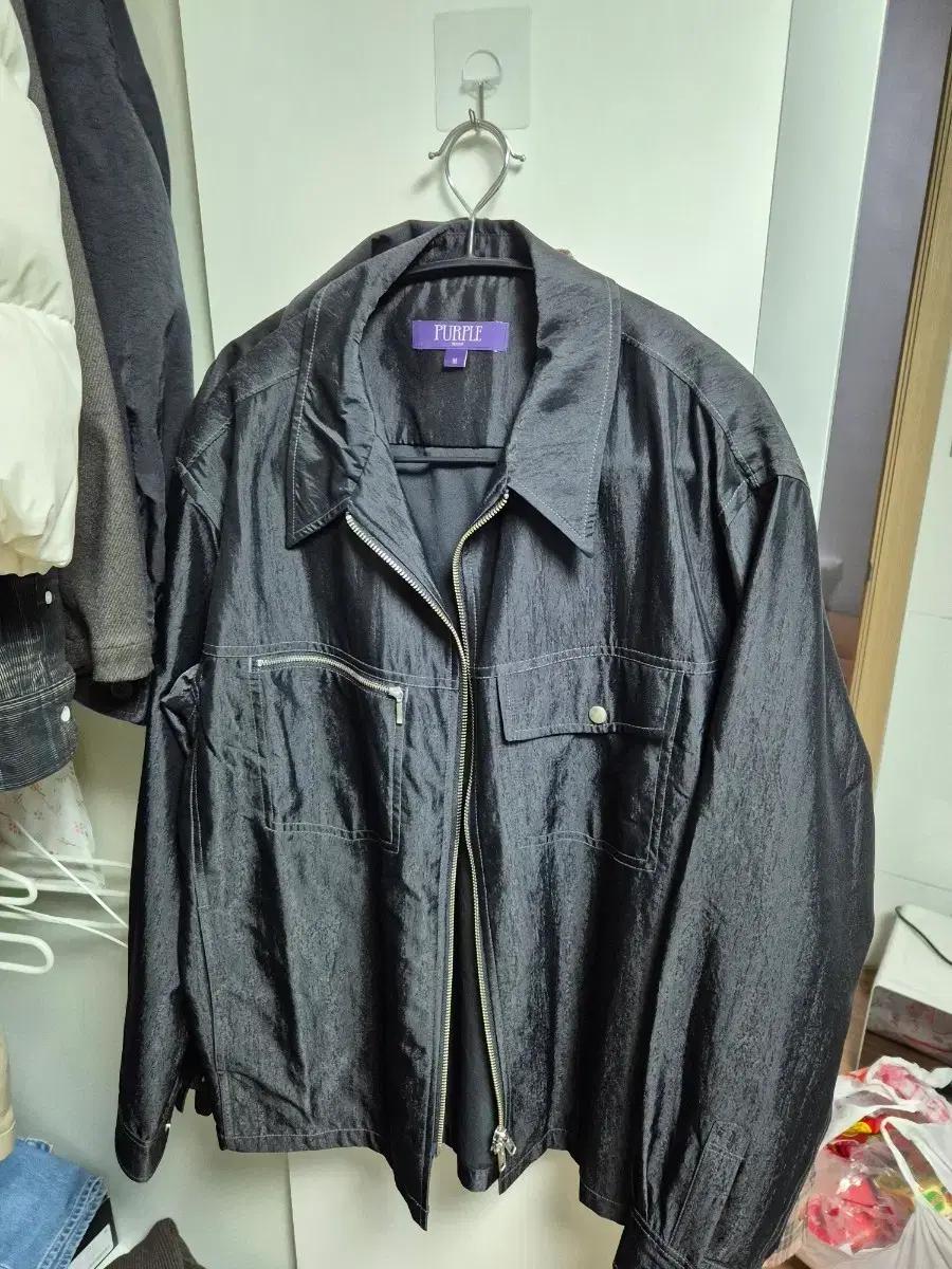 비슬로우 퍼플 UNBALANCED POCKET ZIP-UP SHIRKET