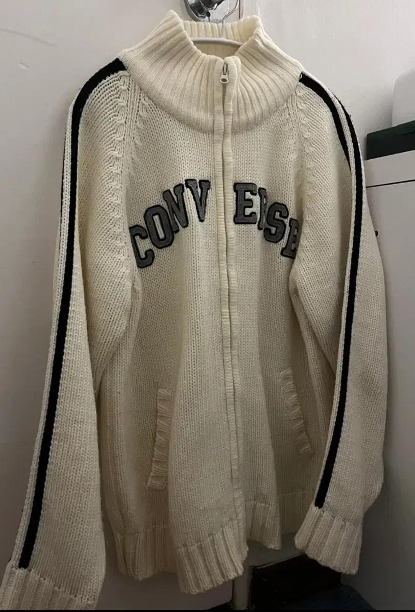 Converse 컨버스 빈티지 니트 집업 아이보리