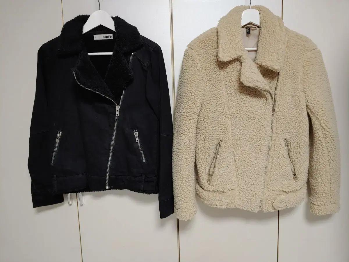 H&M 뽀글퍼무스탕 + TOPSHOP 블랙 뽀글퍼 점퍼