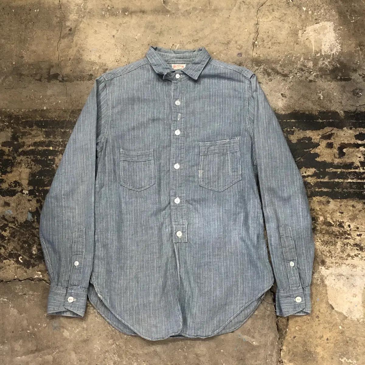 freewheelers striped flannel shirt - L