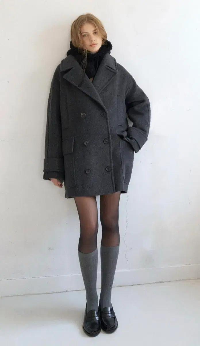 (새상품/오늘만할인)헤더먼트 클래식 카본 하프 코트