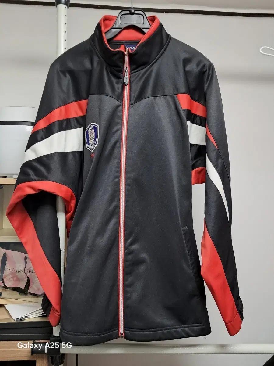FILA 국가대표 바람막이 자켓 블랙/레드 KFA 축구 국가대표 트레이닝