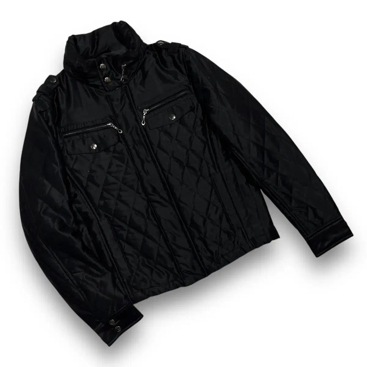 Rock chic padded quilting dark jacket