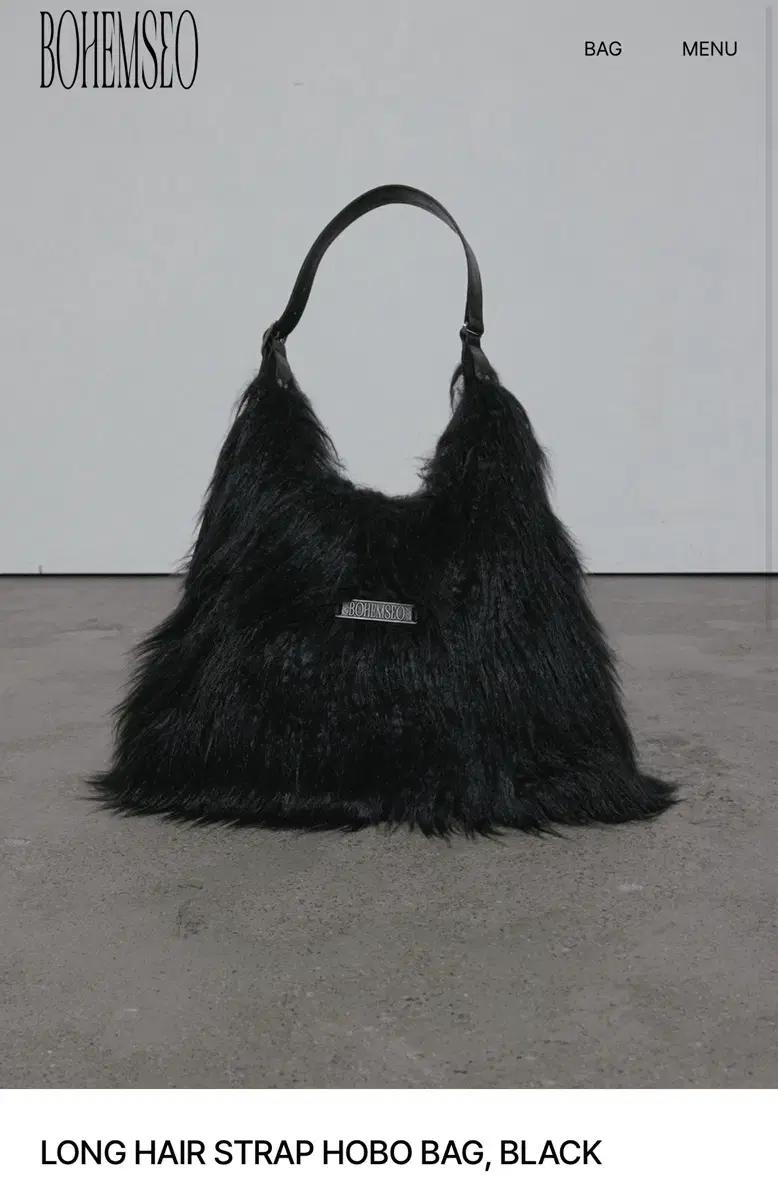 BOHEMSEO LONG HAIR STRAP HOBO BAG, BLACK