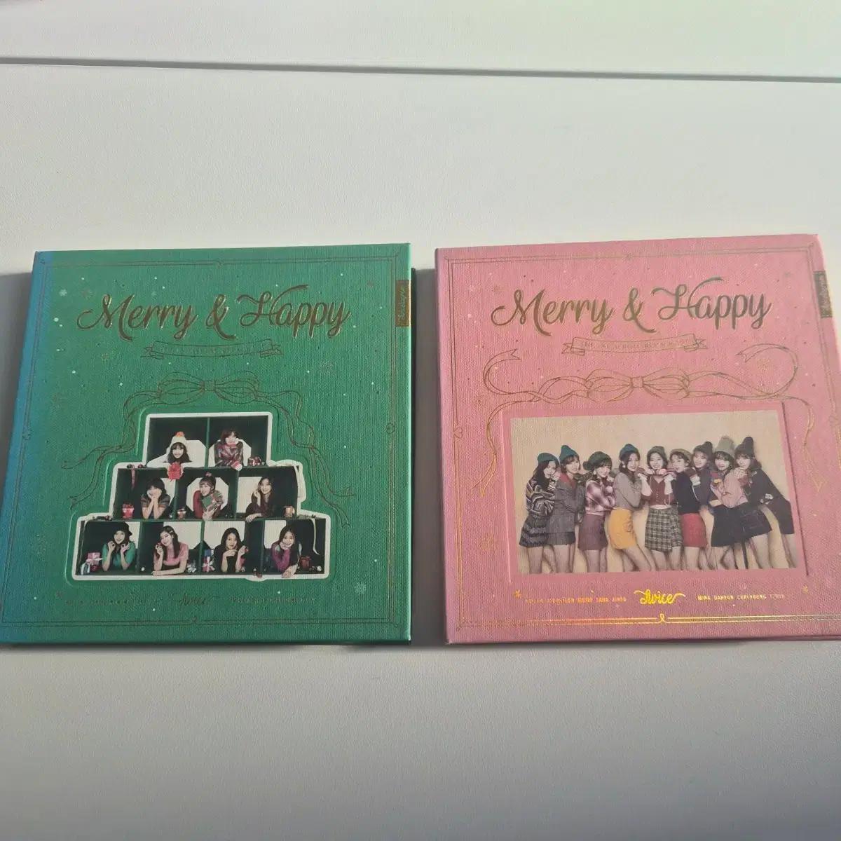 트와이스 Merry&Happy 앨범 (핑크/그린)