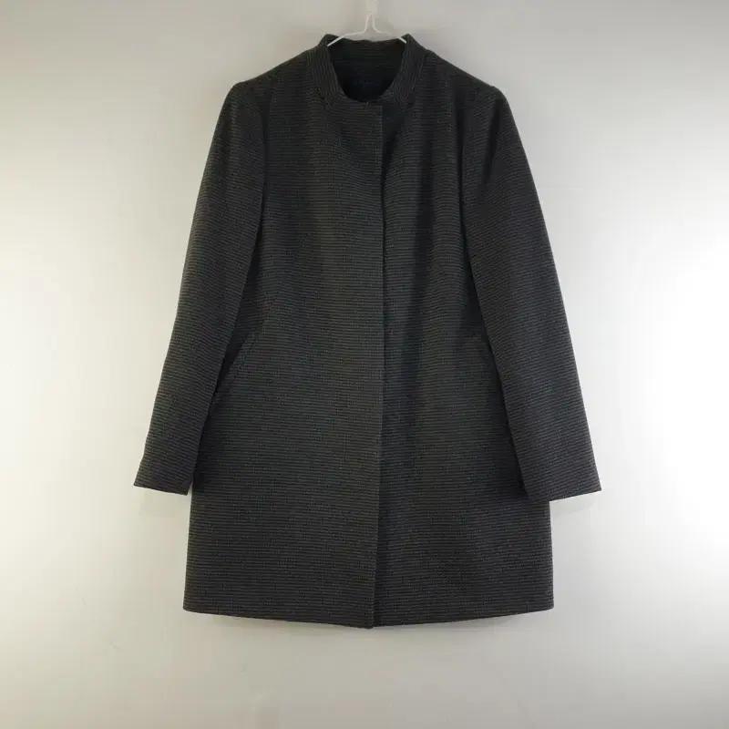 CRESSON 여85-160 블랙 체크 롱코트 L2377