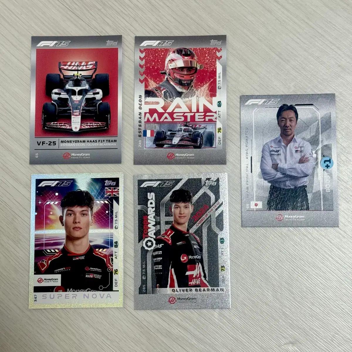 2025 탑스 터보 f1 하스 팀 카드 5종