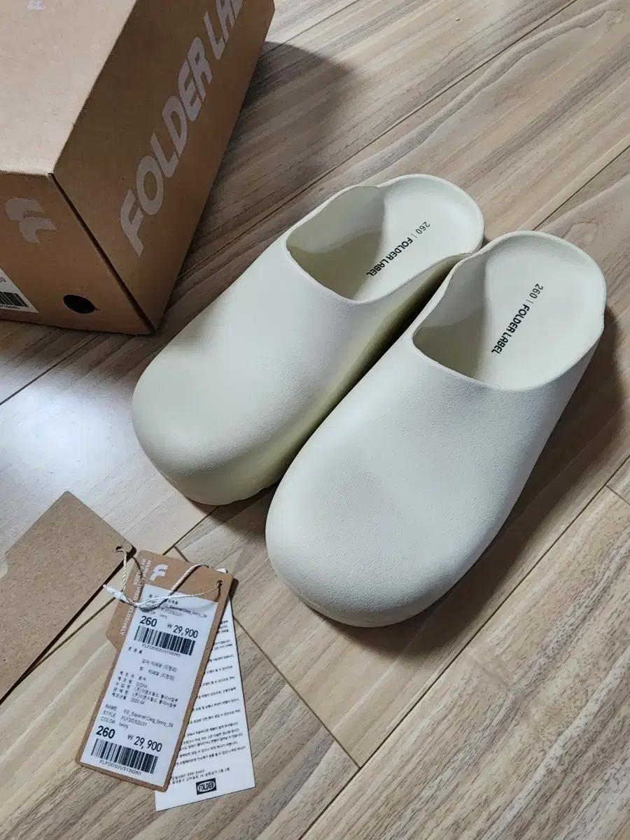 폴더라벨클로그샌들슬리퍼260아이보리
