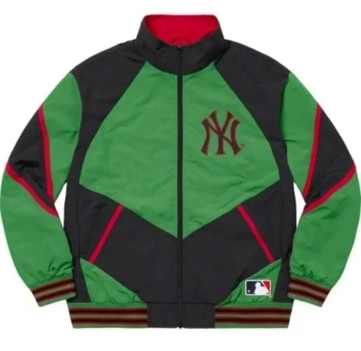슈프림MLB 양키스 콜라보 바람막이 자켓 XL 그린