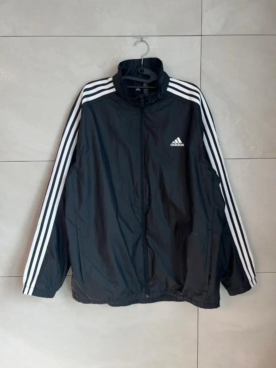 [3XL] 아디다스 삼선 트레이닝 바람막이 블랙