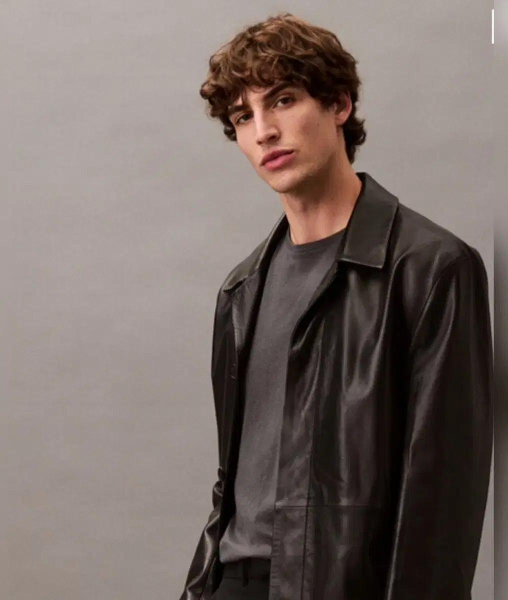 calvin klein studio 레더 카코트