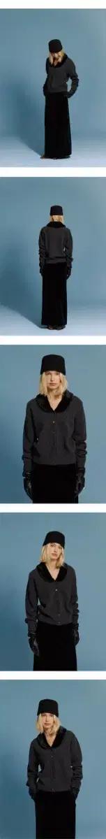 LO61 퍼 가디건 Fur Trim Cardigan in Charcoal