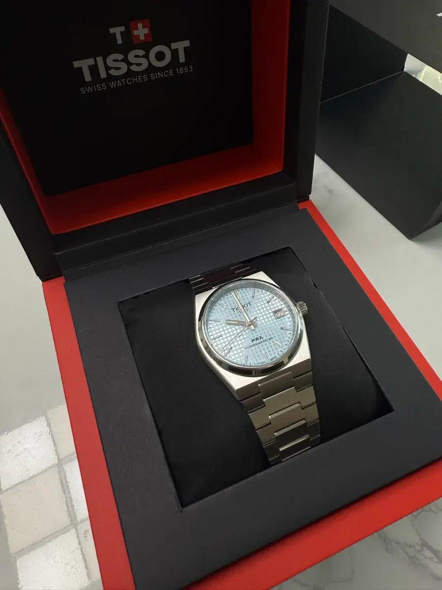 (검판 교환가능)티쏘prx 35mm 파워매틱80 아이스블루