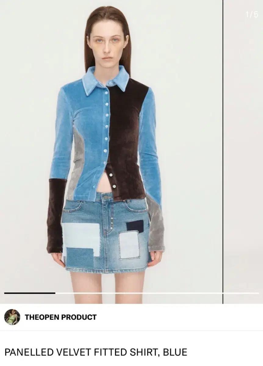 더오픈프로덕트 PANELLED VELVET FITTED SHIRT