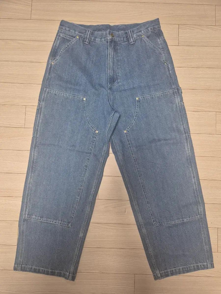 칼하트윕 내쉬더블니 팬츠 BLUE STONE WASHED M