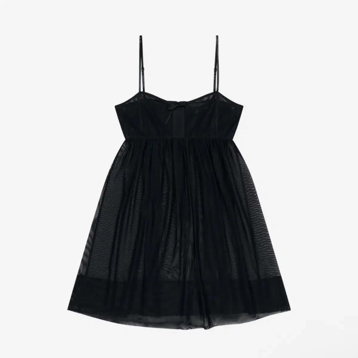 뚜오미오 RIBBON MINI MESH DRESS [BLACK]