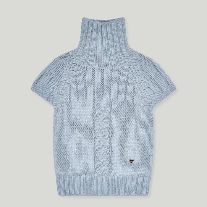 어랜 twist turtleneck knitwear_blue grey