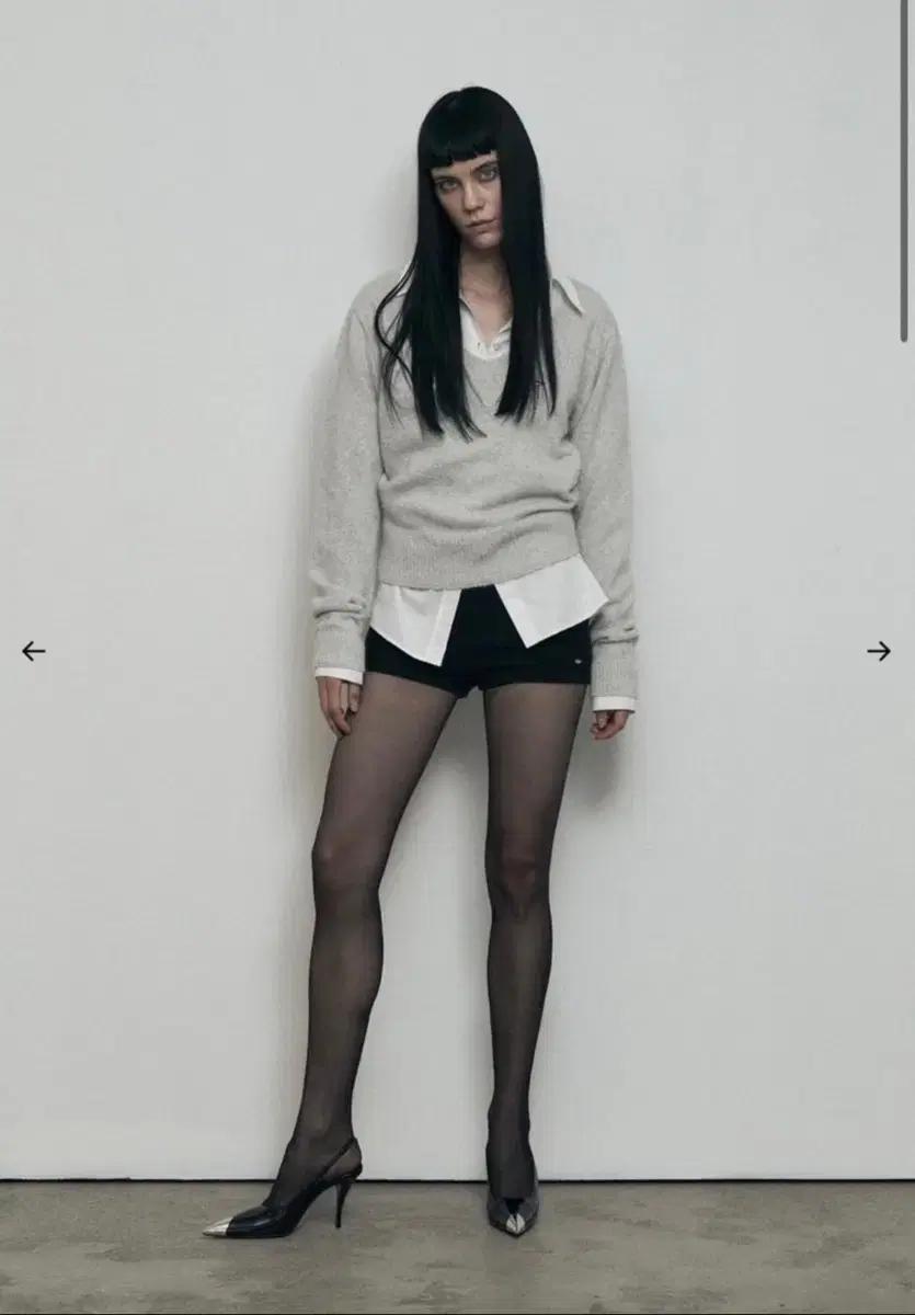 BOHEMSEO 브이넥 앙고라 블렌드 니트