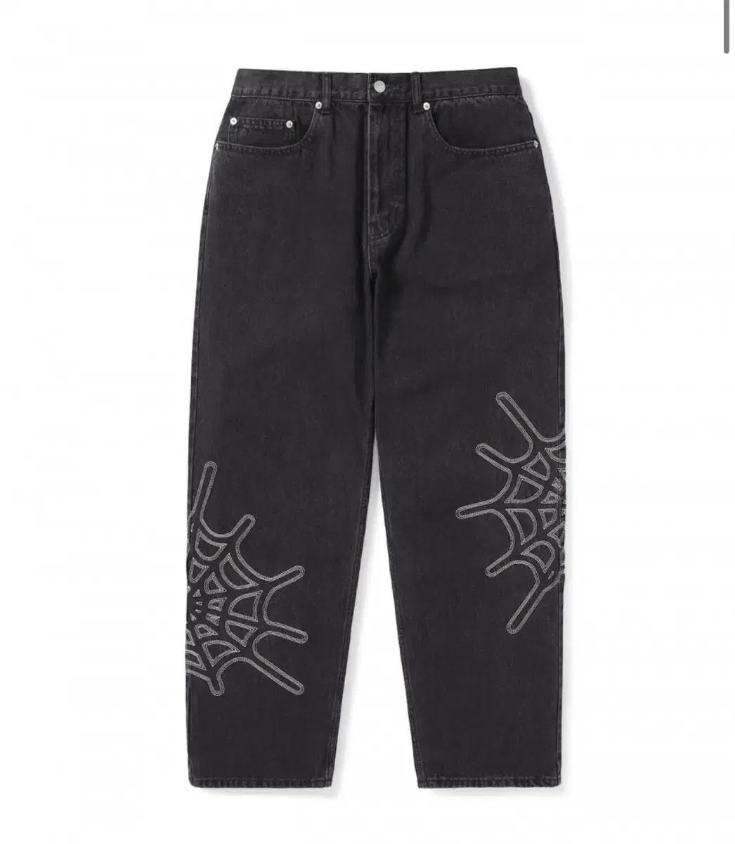 디스이즈네버댓 팬츠 Web Embroidery Jeans Black