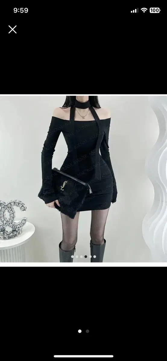 오프숄더 스카프 기모 원피스 캡내장